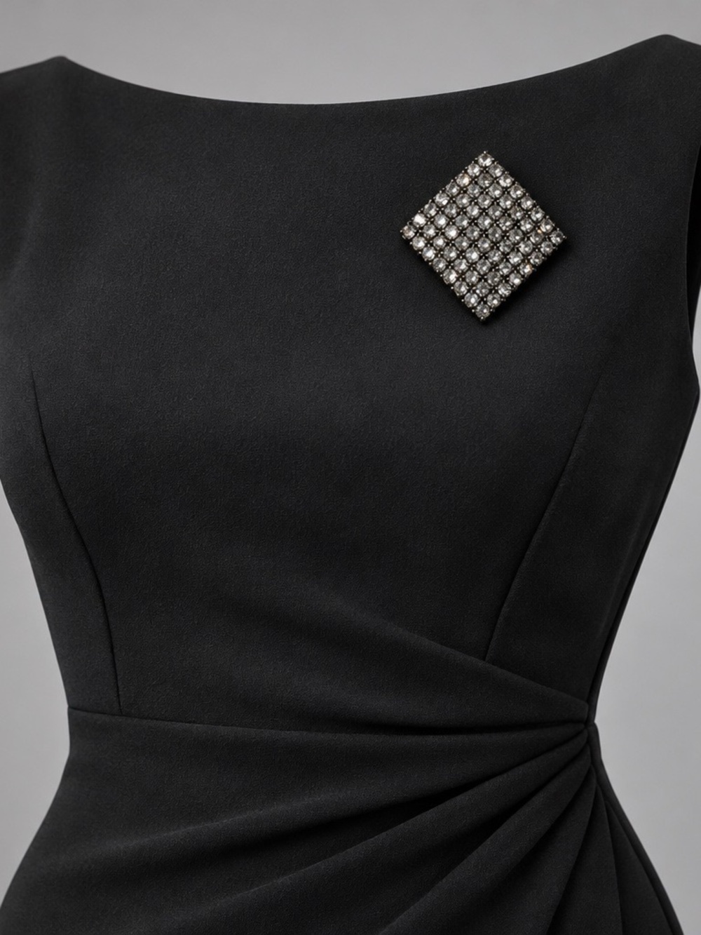 Vintage Rhinestone Square Brooch Silver Tone Old Hollywood Statement Pin